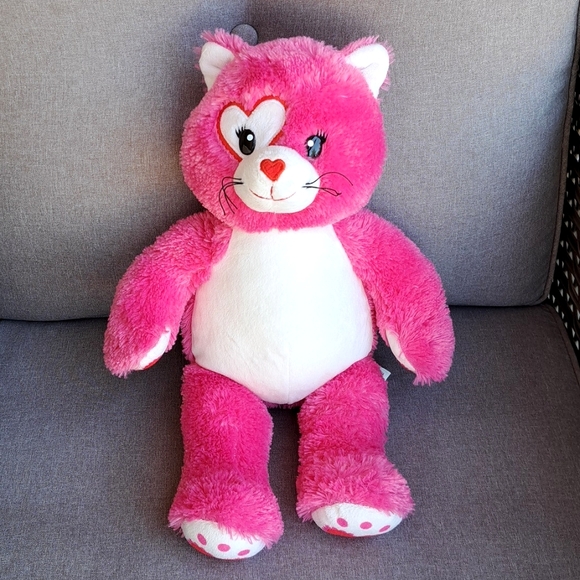 Build-A-Bear 2011 Kisses Fur You Hot Pink & White Kitty Plush Stuffed Cat 17" - Picture 2 of 14